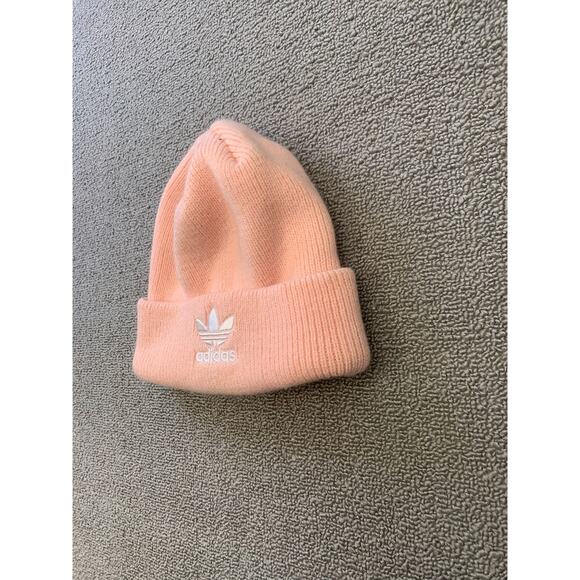 Adidas Women Pink Embroidered Adidas Logo Embroidered Knit Beanie One Size - Picture 5 of 6